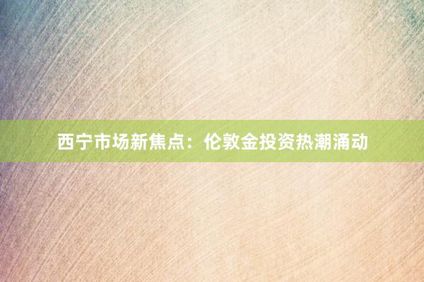 西宁市场新焦点：伦敦金投资热潮涌动
